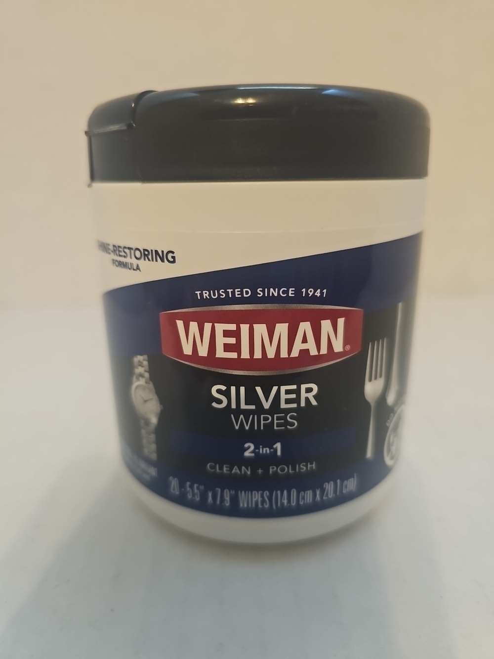 Weimann Silver Wipes - Blue & White Canister